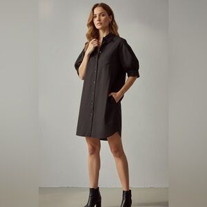 COS Short Sleeve Shirt Dress Black – Size 4